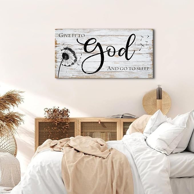 Give it to god and go to sleep Sign Wall Art Christian Bible Verses Wall Decor - Image 4