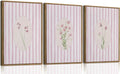 KISSFOX 3 Piece Floral Framed Wall Art Pink Wildflower Canvas Wall Art Flower by KISSFOX