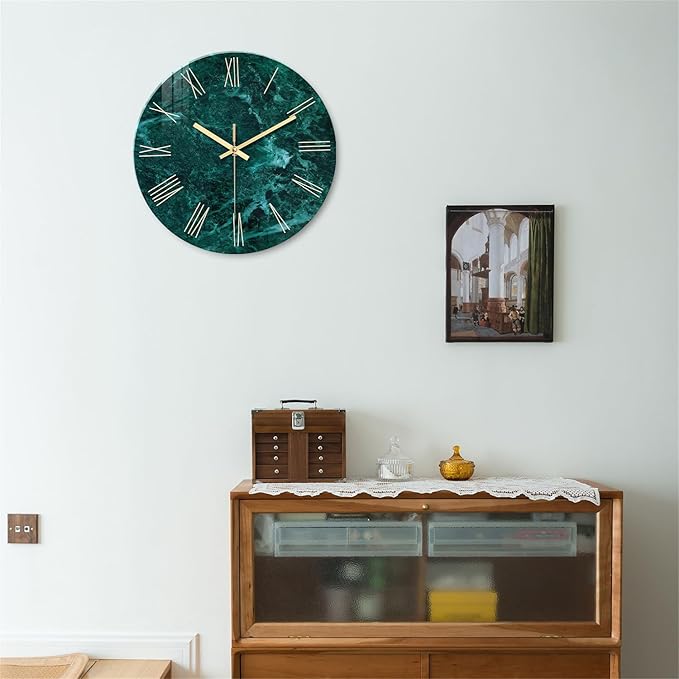 Teal Wall Clock Battery Operated 14 Inch Modern Abstract Clocks - Image 2