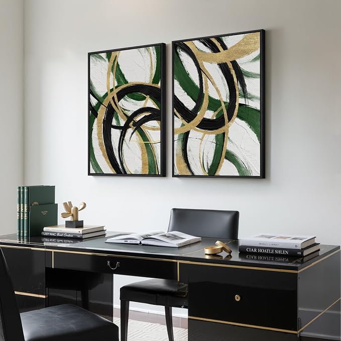 Framed Green Abstract Wall Art Set of 2 - Image 2