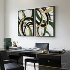Framed Green Abstract Wall Art Set of 2 - Image 2