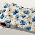 Blue Floral Wall Border 196x4 Inch Peel and Stick Vintage Flower Wallpaper by IOHEFY