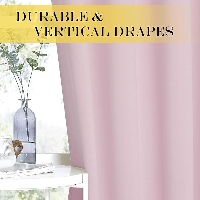 NICETOWN Room Darkening Baby Pink Curtains W100 x L84 - Image 6