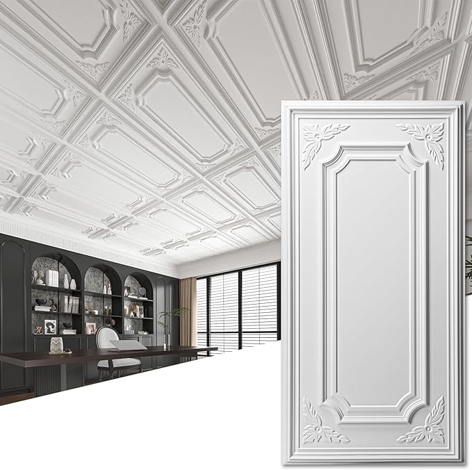Art3dwallpanels 12 Pack Drop Ceiling Tiles, 2x4 Ft PVC Decorative 3D Wall Panel by Art3dwallpanels