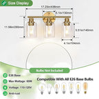 3-Light Gold Bathroom Light Fixtures, Modern Bathroom Vanity Light - Image 8