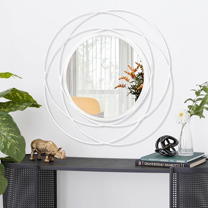White Art Circle Mirror for Wall - Image 2