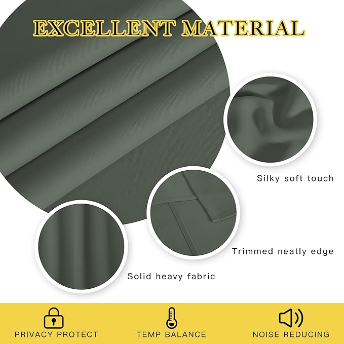 NICETOWN Blackout Curtains 72 inches Long, Grommet Privacy Window Treatment - Image 2