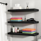 Vervida® Black Floating Shelves, 47.2 in W x 9.3 in D Wall Mounted Wood Shelves - Image 2