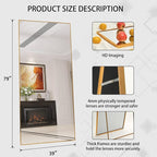 Beauty4U 79" x 39" Full Length Mirror - Image 2