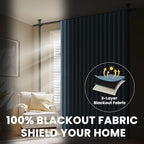 100% Blackout Room Divider Curtains Sets Blue 2 Panels W100 x L84in No Drill - Image 5