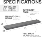 Homeforia 36 inch Gray Floating Shelves, High End Solid Real Wood 36inch - Image 2