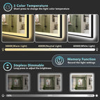 40x30 Black Framed LED Bathroom Mirror - Image 5