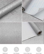 Abyssaly Silver Grey Peel and Stick Wallpaper, Embossed Self Adhesive Gray - Image 6