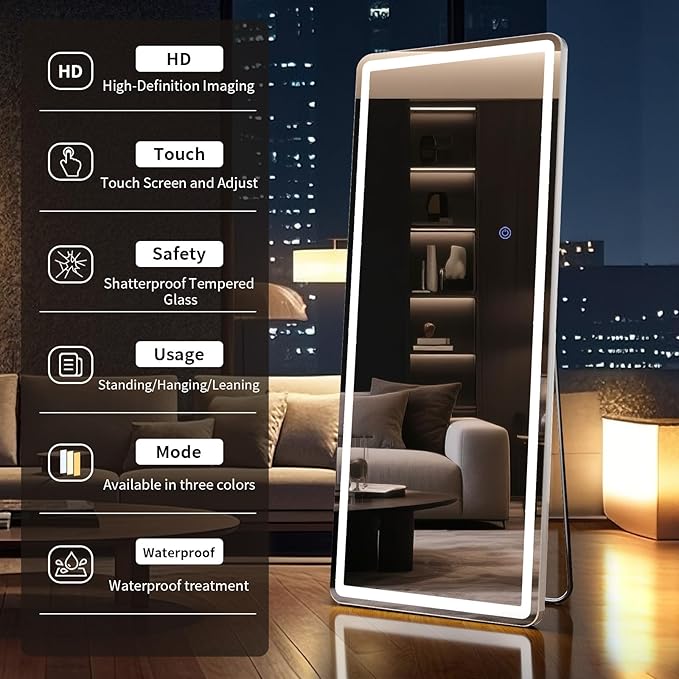 56"x21" LED Full Length Mirror – Standing Floor Body Mirror - Image 3