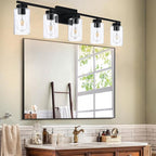 5 Light Bathroom Vanity Light Fixtures, Matte Black Modern Wall Lights - Image 6