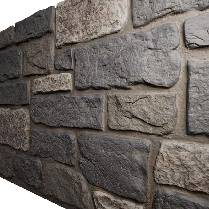 EverStone Cobblestone Faux Stone Panel, Midnight Granite Color - Image 7