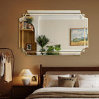 HQiJun Gold Mirror for Wall, Polished Bevelled Rectangle Mirror, Modern - Image 8