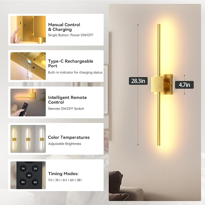 Torchlet Battery Operated Wall Sconces Set of 2 - Image 7