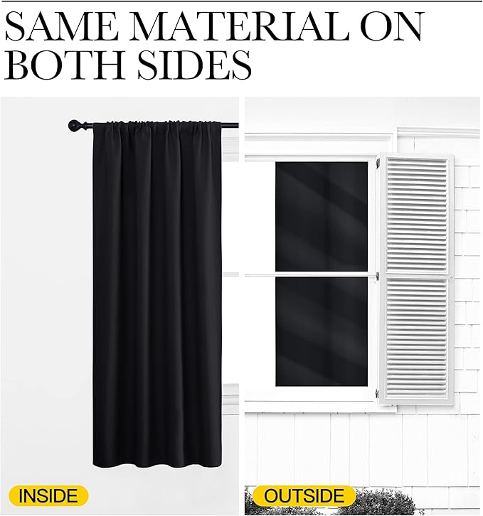 NICETOWN Black Blackout Curtain Blinds - Image 3