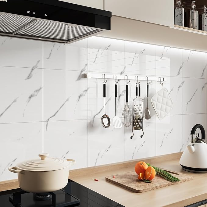 10pcs Peel and Stick Tile Shower Waterproof Marble Tiles Wall Panels, - Image 2