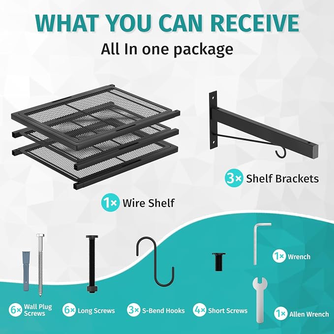 Garage Wall Shelving, Heavy Duty Storage Shelves 180 LBS Capacity, Floating - Image 6