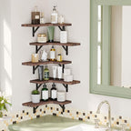 Fixwal Floating Shelves for Wall Set of 5, Rustic Wood Wall Mounted Corner - Image 4