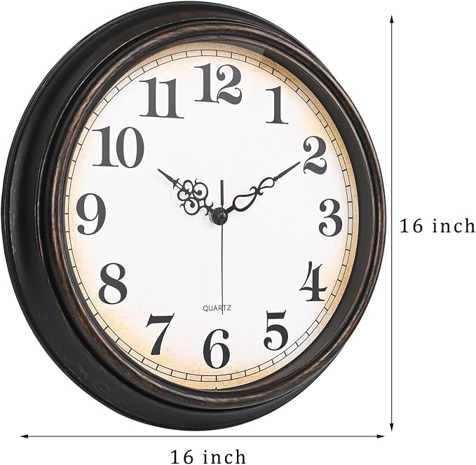 Yoiolclc Large Wall Clock 16 Inch Silent Non-Ticking Vintage Wall Clocks - Image 5