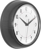 Infinity Instruments LTD. Retro Round Aluminum Wall Clock, Oyster Grey - Image 3