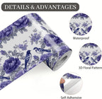 Blue Purple Floral Bird Wallpaper Border 196x4 Inch Peel and Stick Wall Border - Image 9