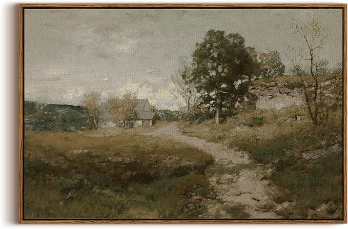 InSimSea Framed Canvas Wall Art, Vintage Countryside Landscape Farmhouse Decor by InSimSeaArt