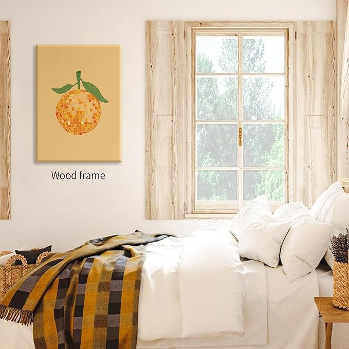Retro Funky Orange Canvas Wall Art Fashion Disco Ball Aesthetic Posters 16X24 - Image 3
