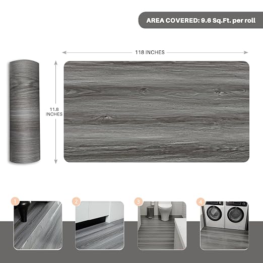 Wood Grain Peel and Stick Floor Tiles – 11.8” Width, Full Roll Length of 118" – - Image 5