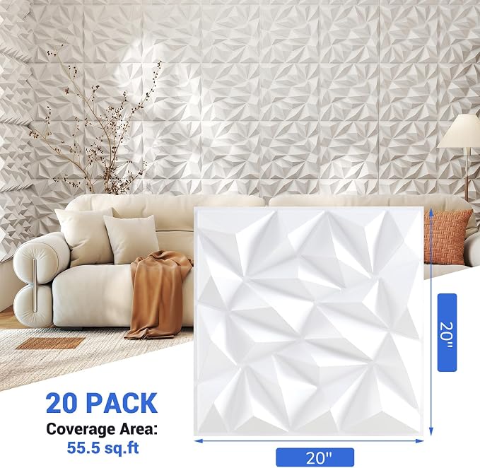 Giantex 20 Pack 3D Wall Panels, Lightweight Waterproof, DIY Cut & Paint - Image 8