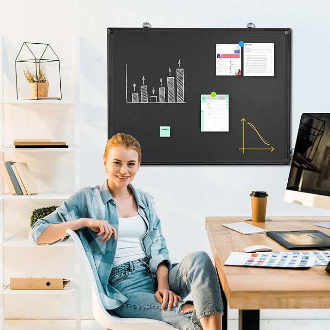 Magnetic Chalk Board, 24“x18” Black Chalkboard Double-Sided Dry Erase Board - Image 6