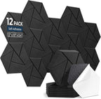 12 Pack Hexagon Acoustic Panels, Self-Adhesive Acoustic Wall Panels by AUSLET