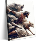 Jesus Canvas Wall Art Christian Jesus Saves the Lost Sheep Wall Decor Picture by ZCBSART