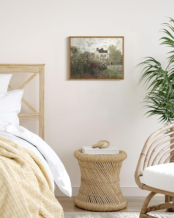 InSimSea Framed Canvas Wall Art Vintage Decor, Garden Full of Flowers Oil - Image 3