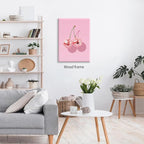 Funky Pink Cherry Poster Retro Disco Ball Canvas Wall Art 24X36 inch Framed - Image 4