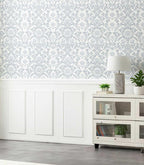 YXTII 17.3" × 393.7" Blue Floral Peel and Stick Wallpaper, Damask Vintage - Image 7