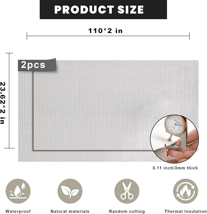 3D Wall Panels Peel and Stick – 2pc X 23.82"x110" PVC Faux Travertine Texture - Image 2
