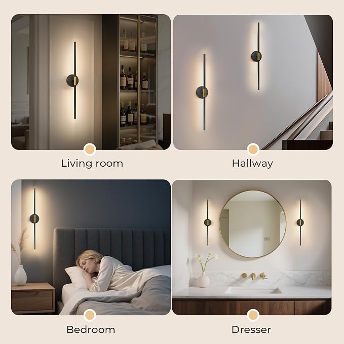 GvvooHome 28.3" Battery Operated Wall Sconces Set of 2, 360°Rotation - Image 7
