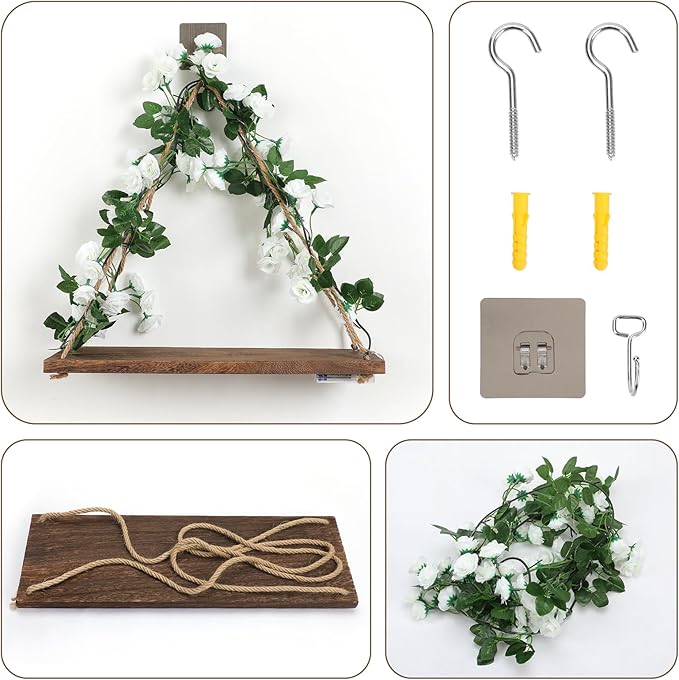 JOPSTDI Floating Shelves for Wall, Plant Wall Decor, Hanging Shelf, Cottage - Image 5