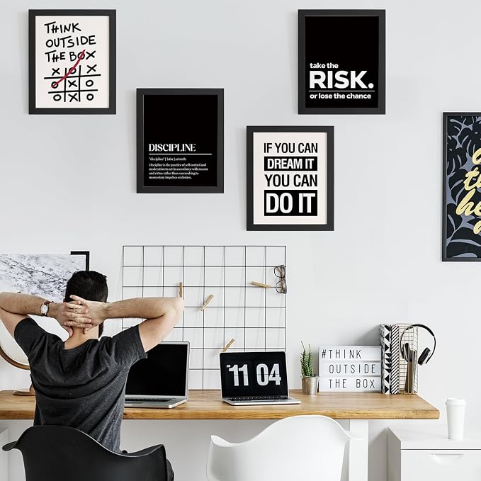 DSHFG Motivational Office Inspirational Wall Art Prints Set of 4, Think Outside - Image 3