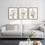 WRFON Framed Botanical Canvas Wall Art Set of 3, Watercolor Floral Prints - Image 2