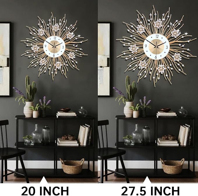 SIN&MI Large Wall Clocks, Silent Sunflower Shape Chic Decorative Wall Clock - Image 4