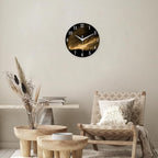 Black and Glod Wall Clocks for Living Room Decor Glass Wall Clock Battery - Image 2