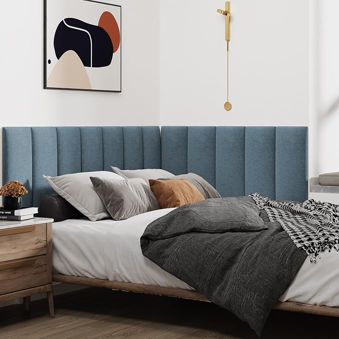 IFNOW Upholstered Wall Mounted Peel and Stick King Size Headboard, Soundproof - Image 3