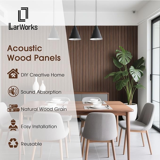 Wood Slat Wall Panels 4 Pack 94.5" x 7.9", Acoustic Wooden Panel - Image 2