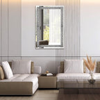 Ruomeng Wall Mirror Rectangular Crystal Crush Diamond Mirror - Image 5