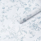 Ismoon Blue Wallpaper Peel and Stick Floral Vintage Stick on Wall Paper French by Ismoon